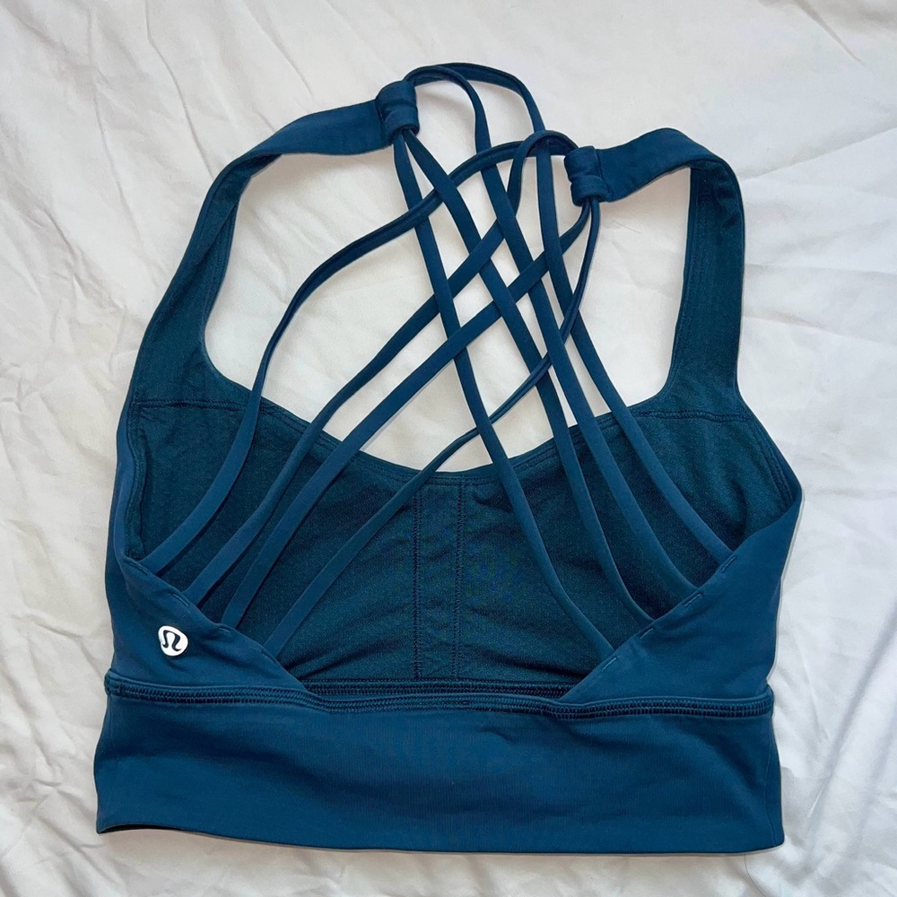 lululemon athletica Teal Strappy Tank Top size 4 long line color dark blue aqua